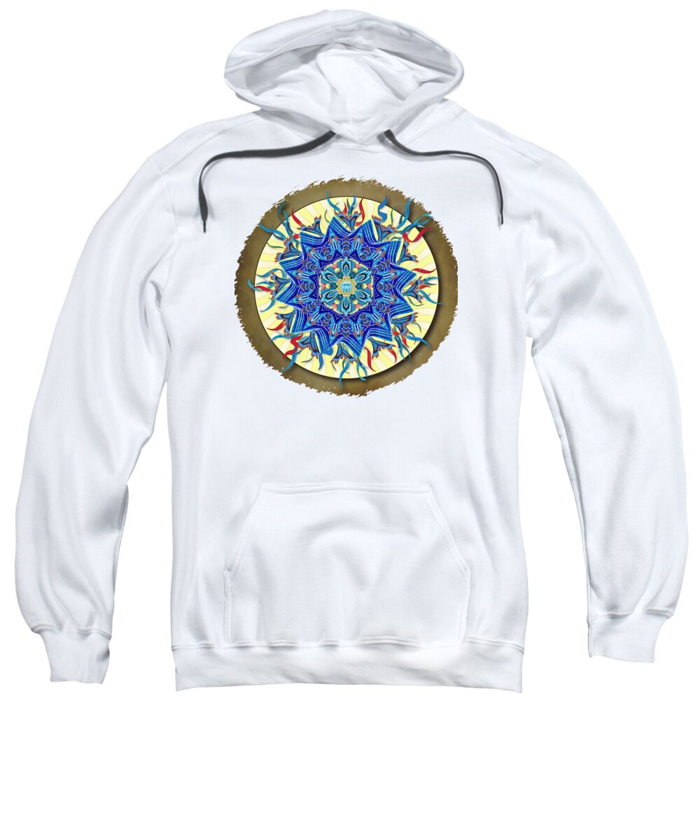 Mandala Sweatshirt featuring the digital art Smiling Blue Moon Mandala by Deborah Smith