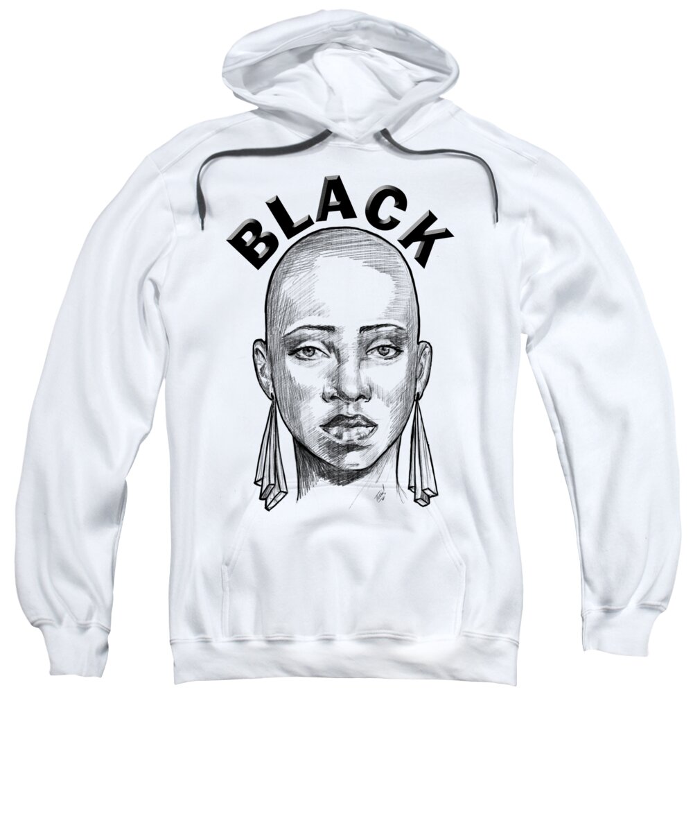 Black Sweatshirt featuring the drawing Smooth Sista by Terri Meredith