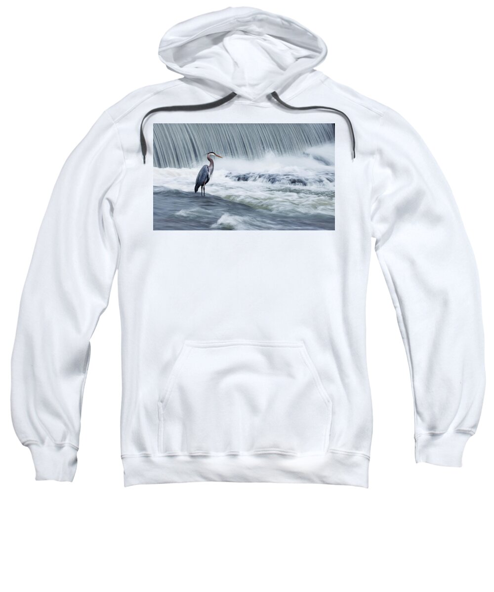 Grey Sweatshirt featuring the photograph Solitude in stormy waters by Mircea Costina Photography