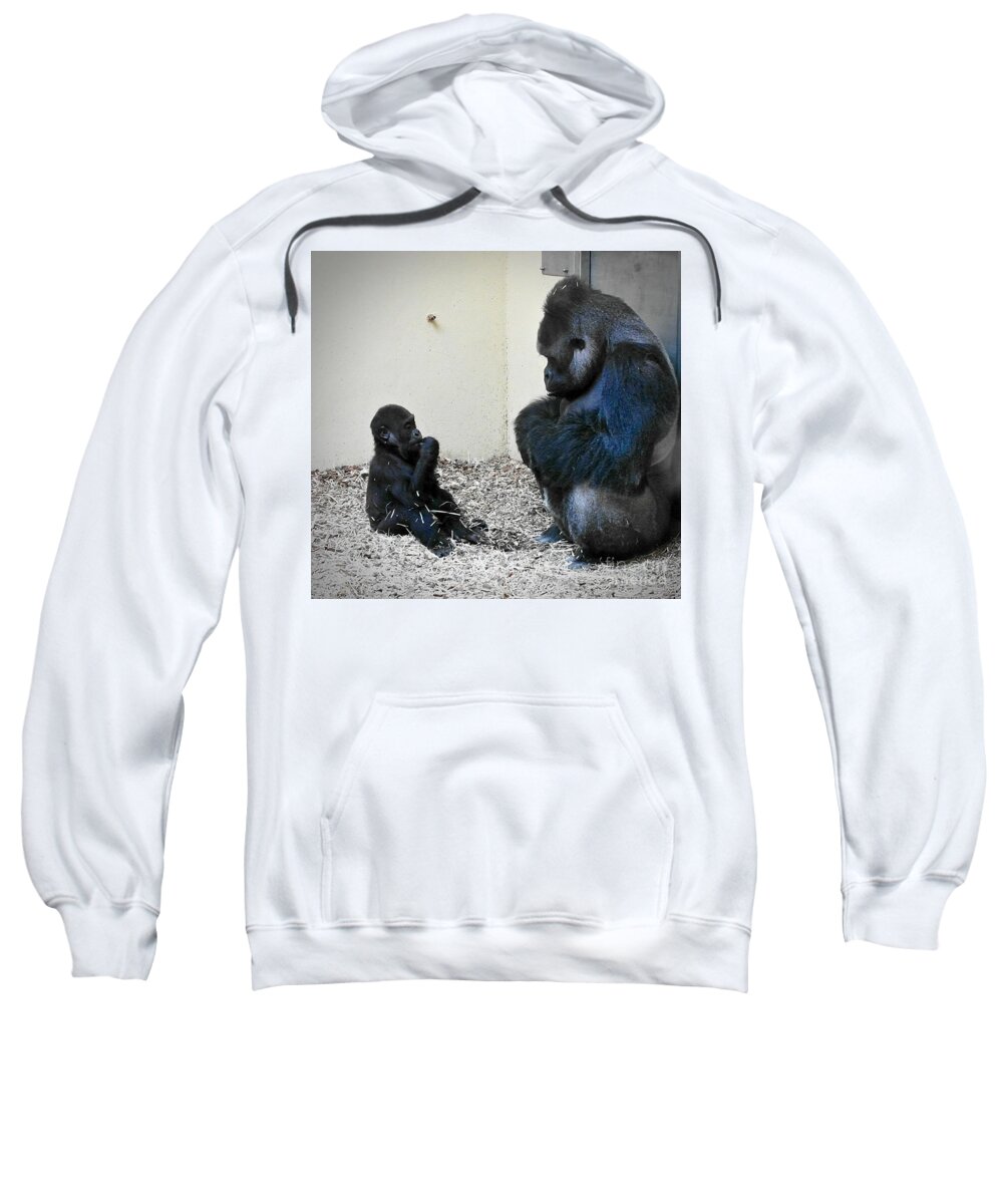Animals Sweatshirt featuring the photograph Gorilla Father Kidogo And Son Pepe by Elisabeth Derichs