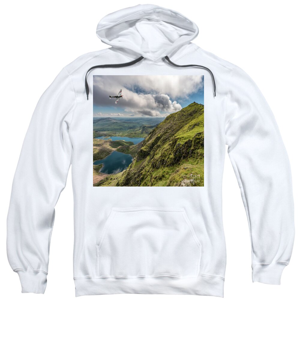 Snowdon Sweatshirt featuring the photograph Spitfire over Snowdon by Adrian Evans