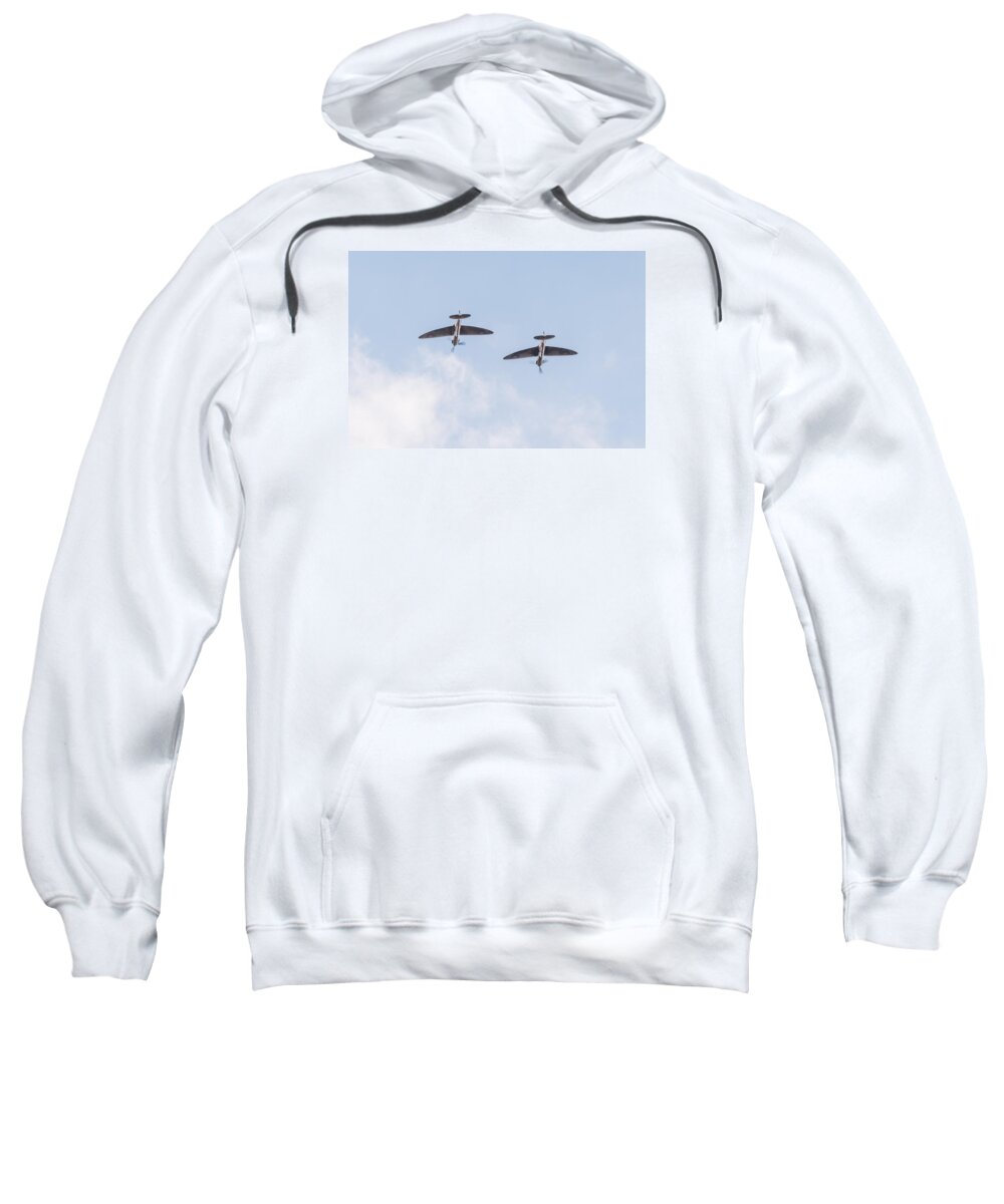 Duxford Battle Of Britain Airshow 2015 Sweatshirt featuring the photograph Spitfires loop by Gary Eason