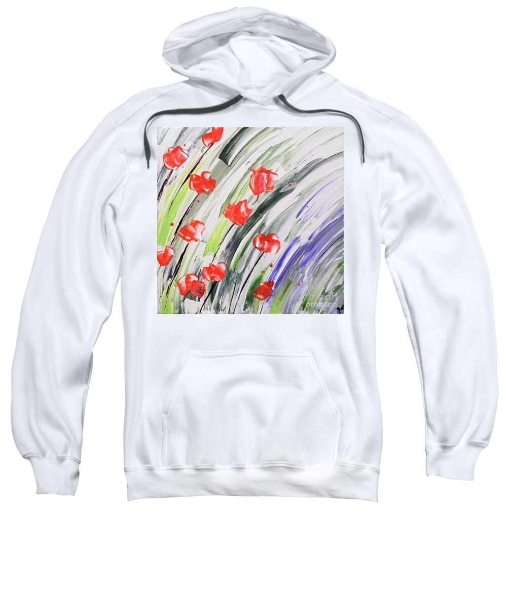 Palette Knife Flowers Sweatshirt featuring the painting Spring Fling by Jilian Cramb - AMothersFineArt