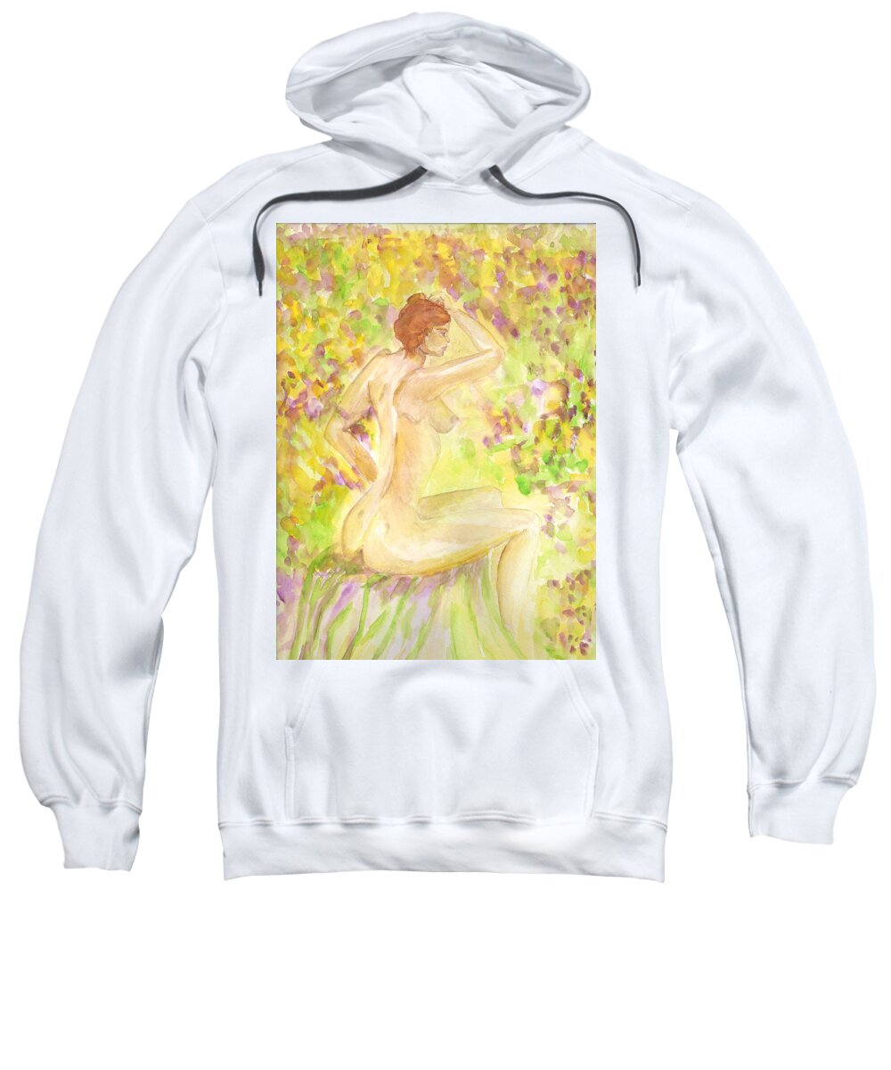 Woman Sweatshirt featuring the painting Spring Has Sprung by Donna Blackhall