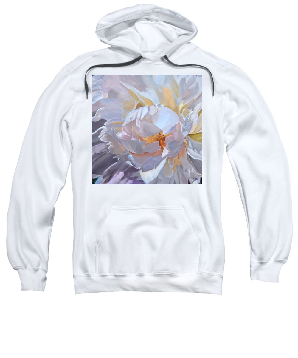 Peony Sweatshirt featuring the painting Square Format Peony Painting by Donna Tuten