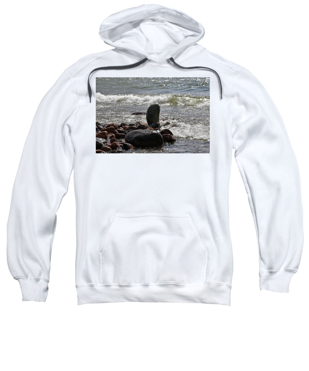 Sweden Sweatshirt featuring the pyrography Stones by Magnus Haellquist