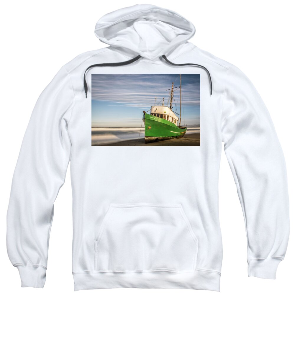 Ship Sweatshirt featuring the photograph Stranded on the Beach by Jon Glaser
