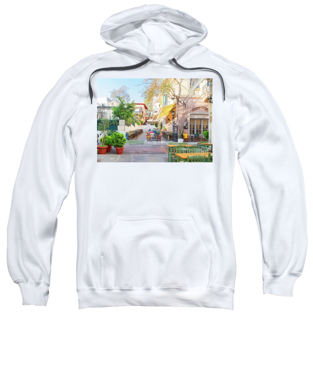 Athens Sweatshirt featuring the photograph Street of Athens, Greece by Anastasy Yarmolovich