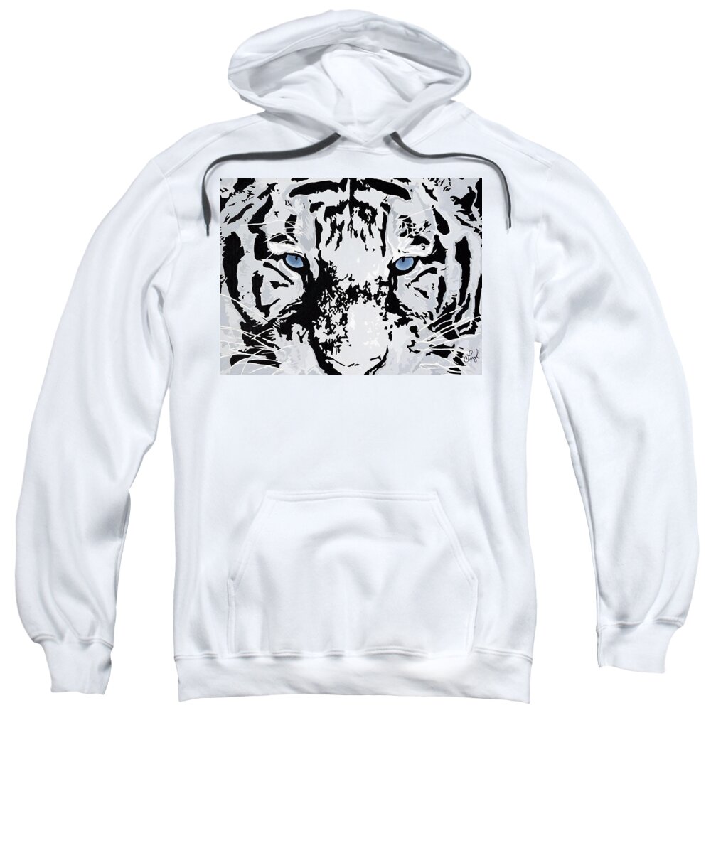 White Tiger Sweatshirt featuring the painting Strength And Beauty by Cheryl Bowman
