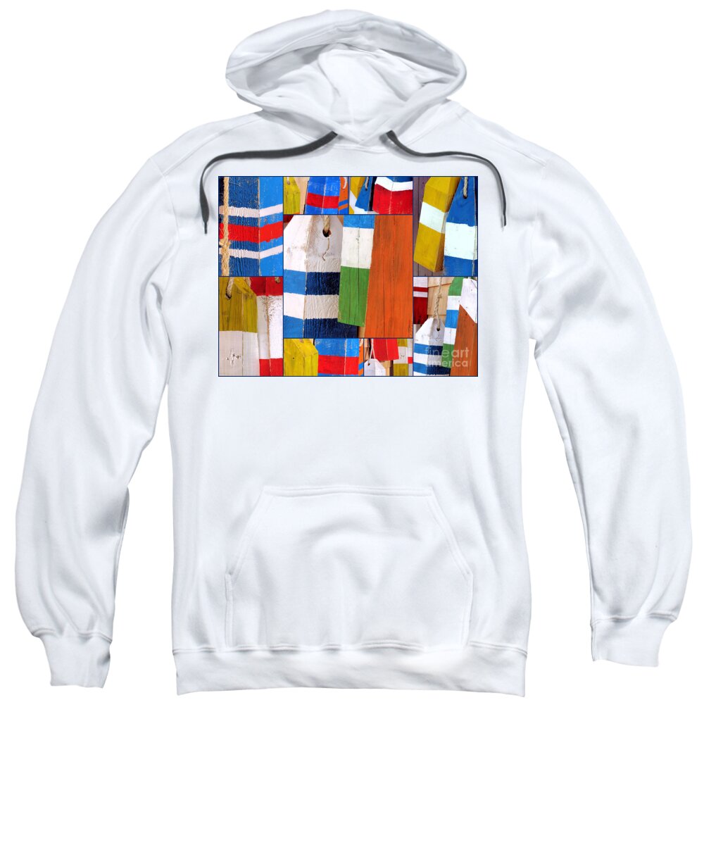 Buoys Sweatshirt featuring the photograph Stripes and Solid Buoys by Janice Drew