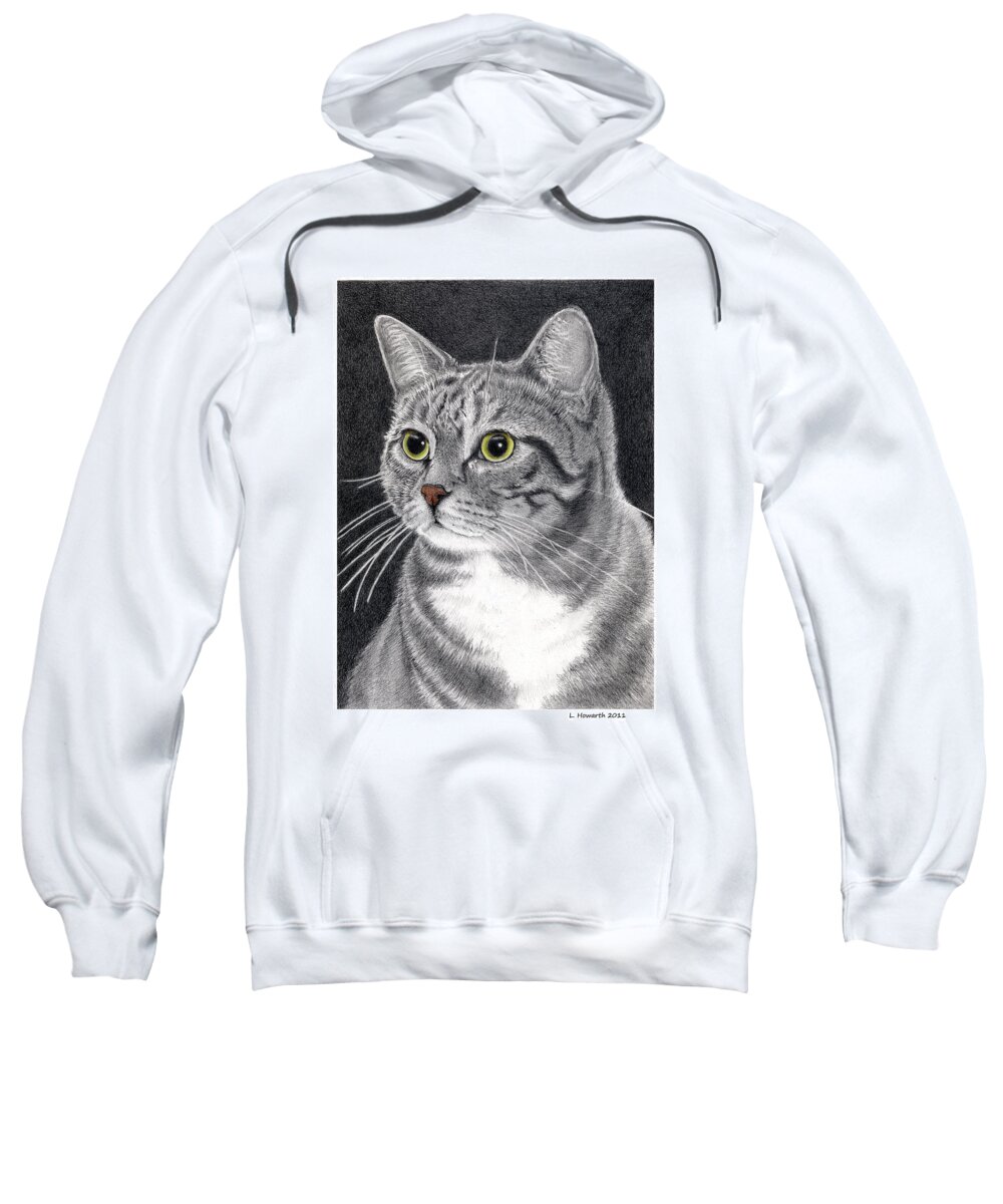 Cat Sweatshirt featuring the drawing Sugar Bear by Louise Howarth