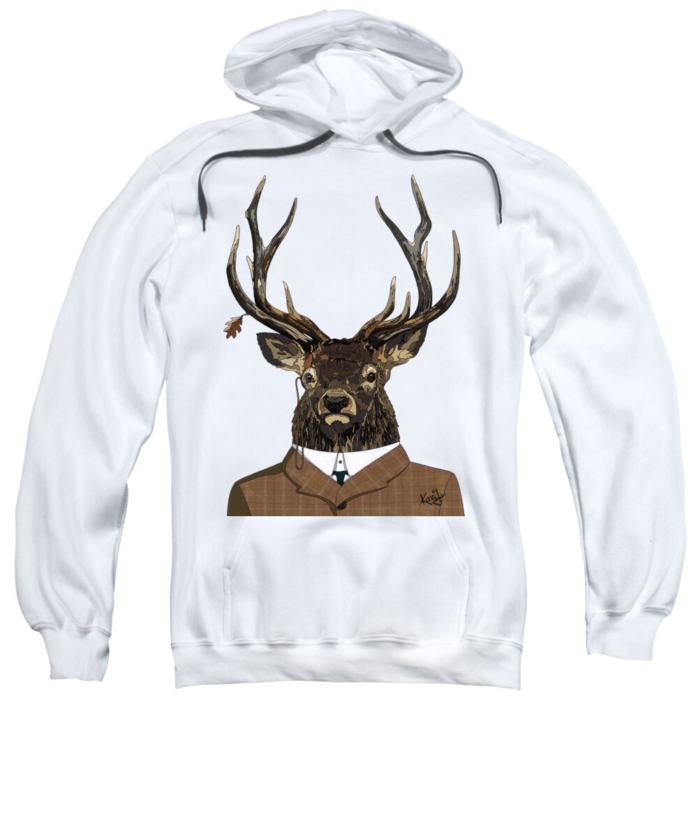 Buck Sweatshirt featuring the painting Suited by Konni Jensen