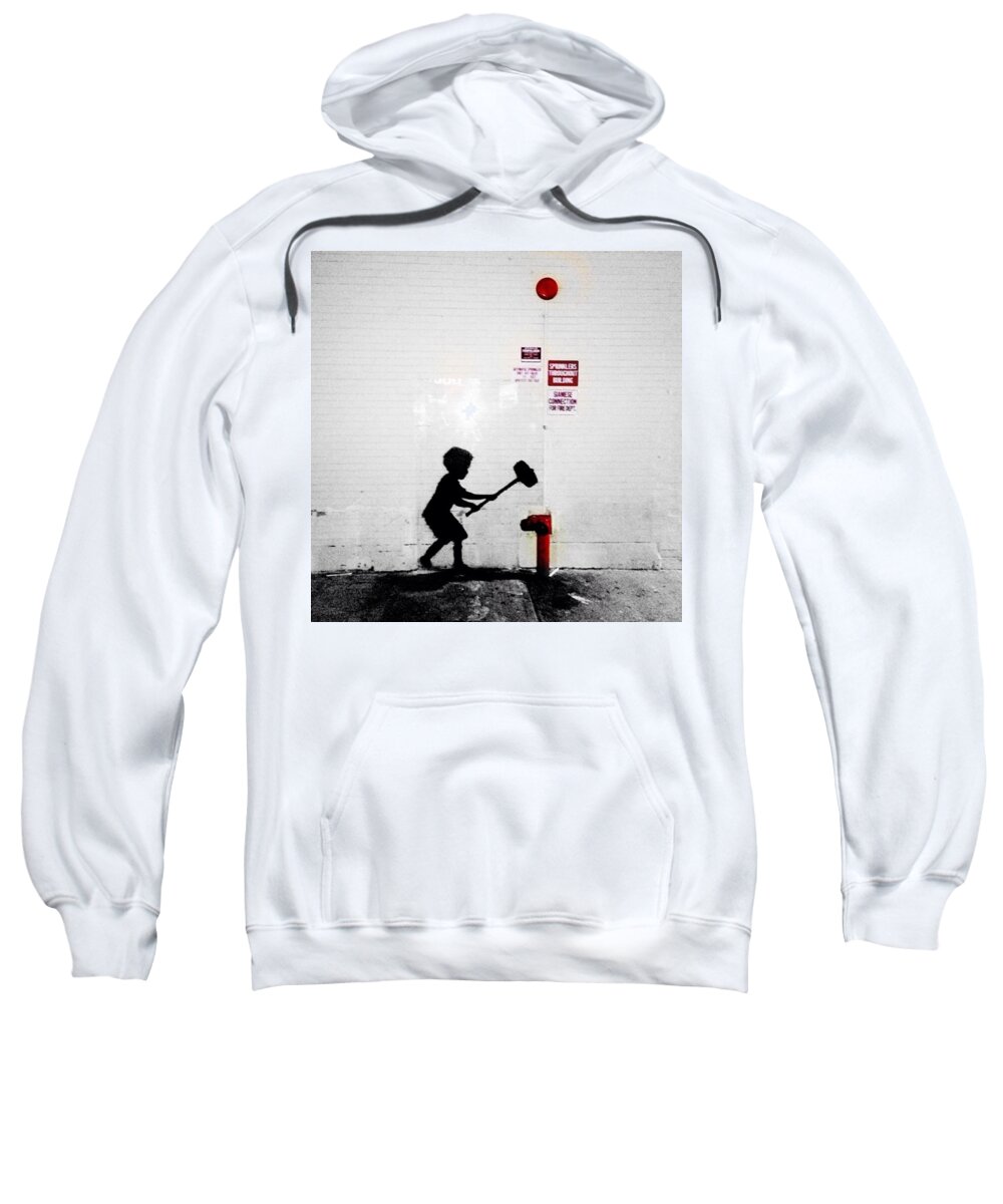Banksy Sweatshirt featuring the photograph Sunday's #banksy #betteroutthanin by Allan Piper