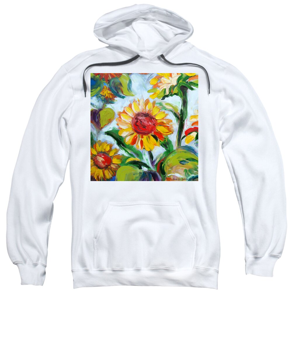 Flowers Sweatshirt featuring the painting Sunflowers 6 by Gina De Gorna