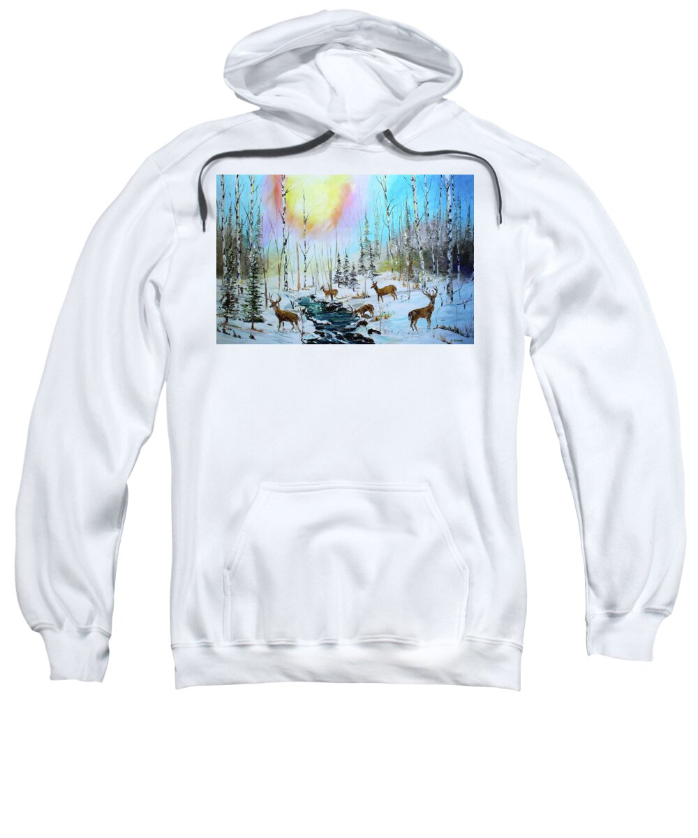 City Paintings Sweatshirt featuring the painting Sunny Winter by Kevin Brown