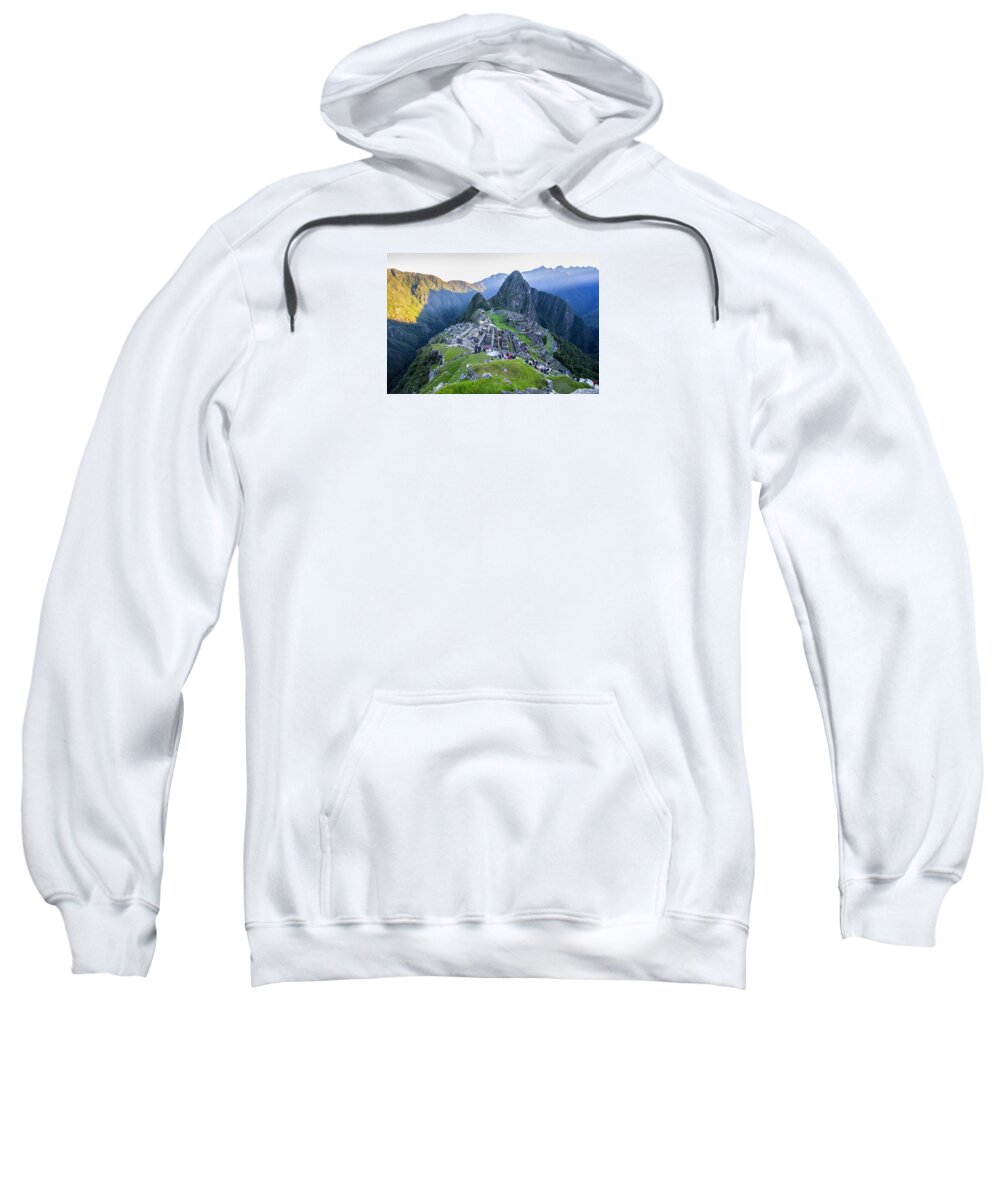 Travel Sweatshirt featuring the photograph Sunrise Over Machu Picchu, Peru by Venetia Featherstone-Witty