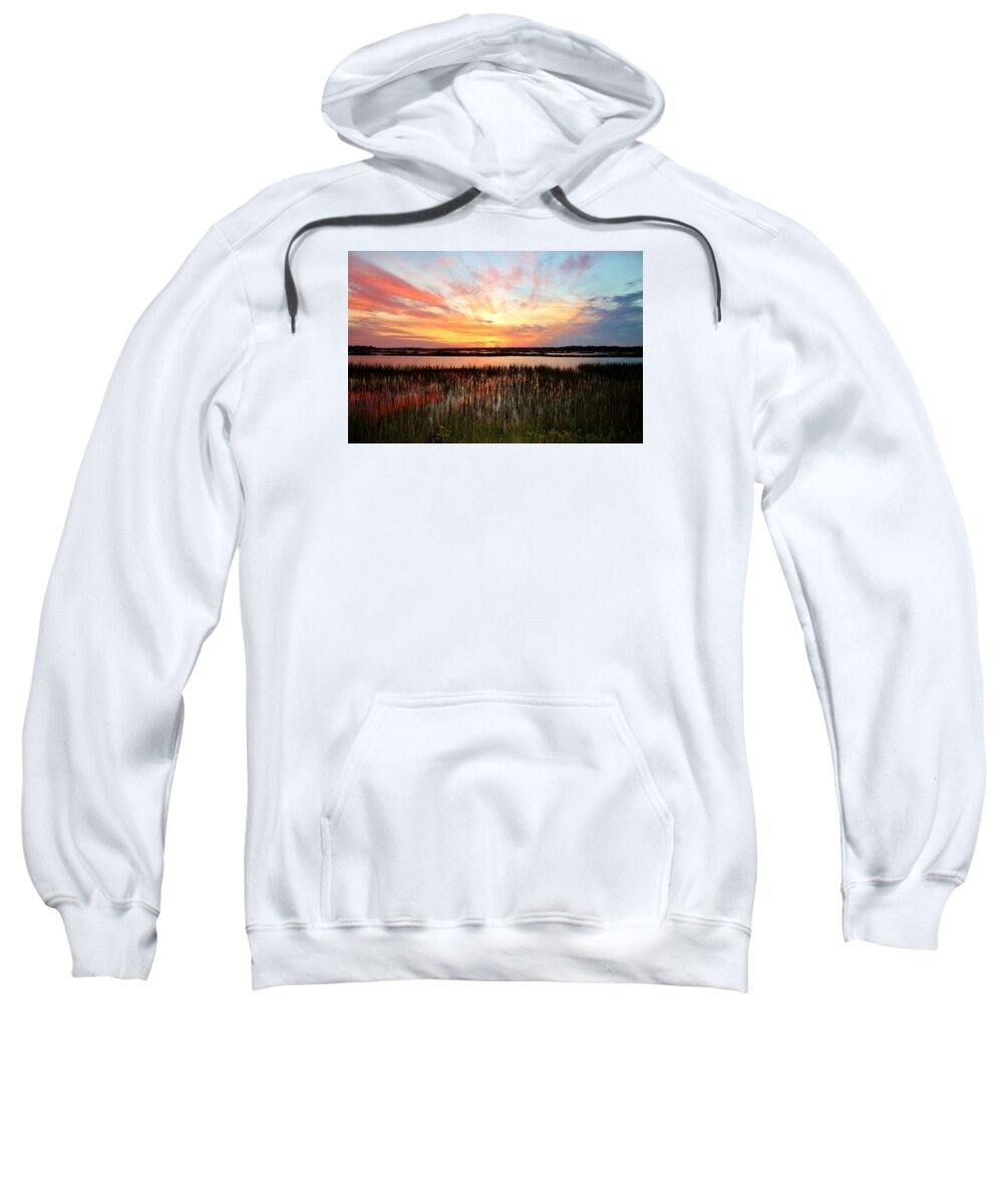Sun Sweatshirt featuring the photograph Sunset And Reflections by Cynthia Guinn