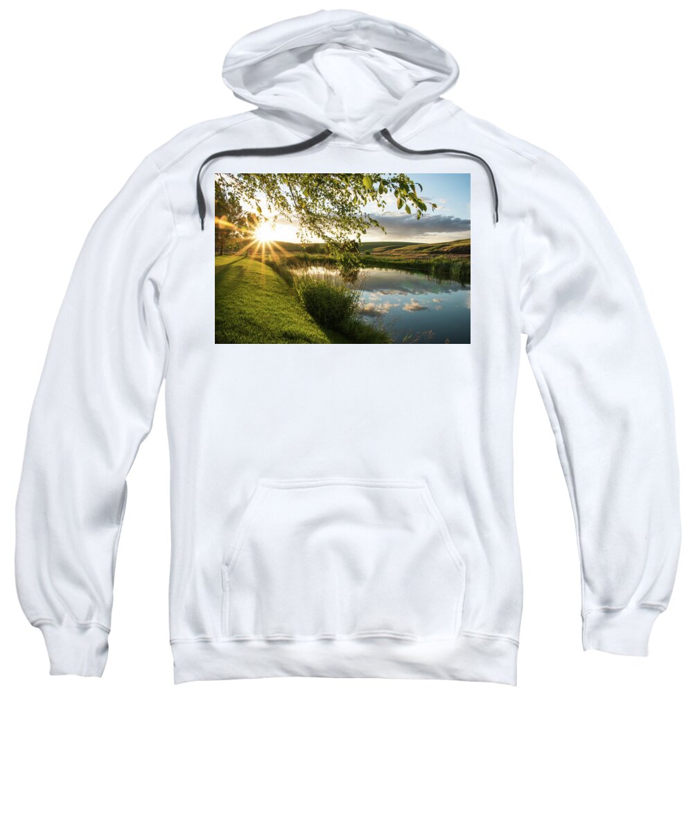 Palouse Sweatshirt featuring the photograph Sunset at Eriksen Farm in The Palouse by Roberta Kayne