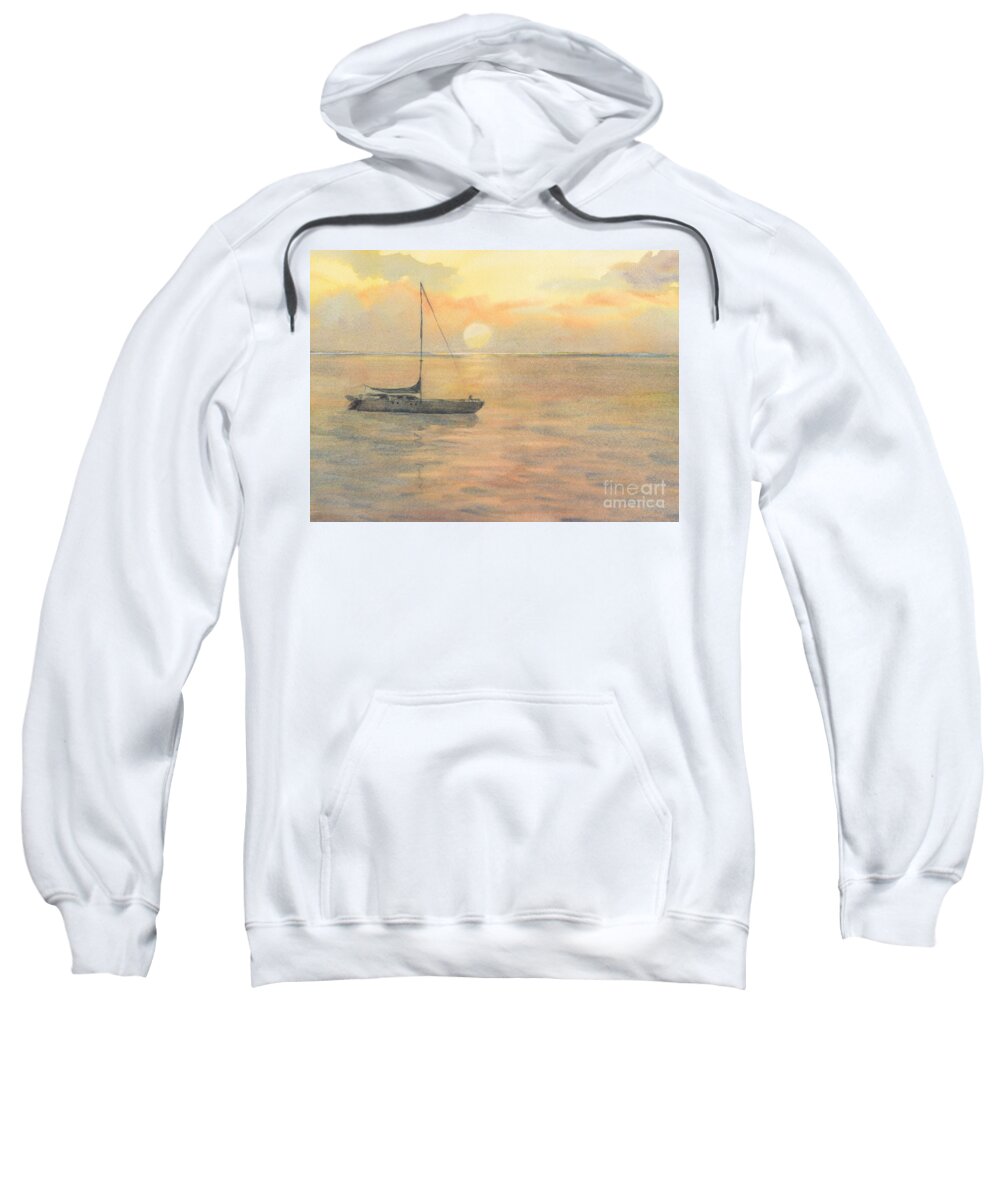 Sunset Sweatshirt featuring the painting Sunset by Watercolor Meditations