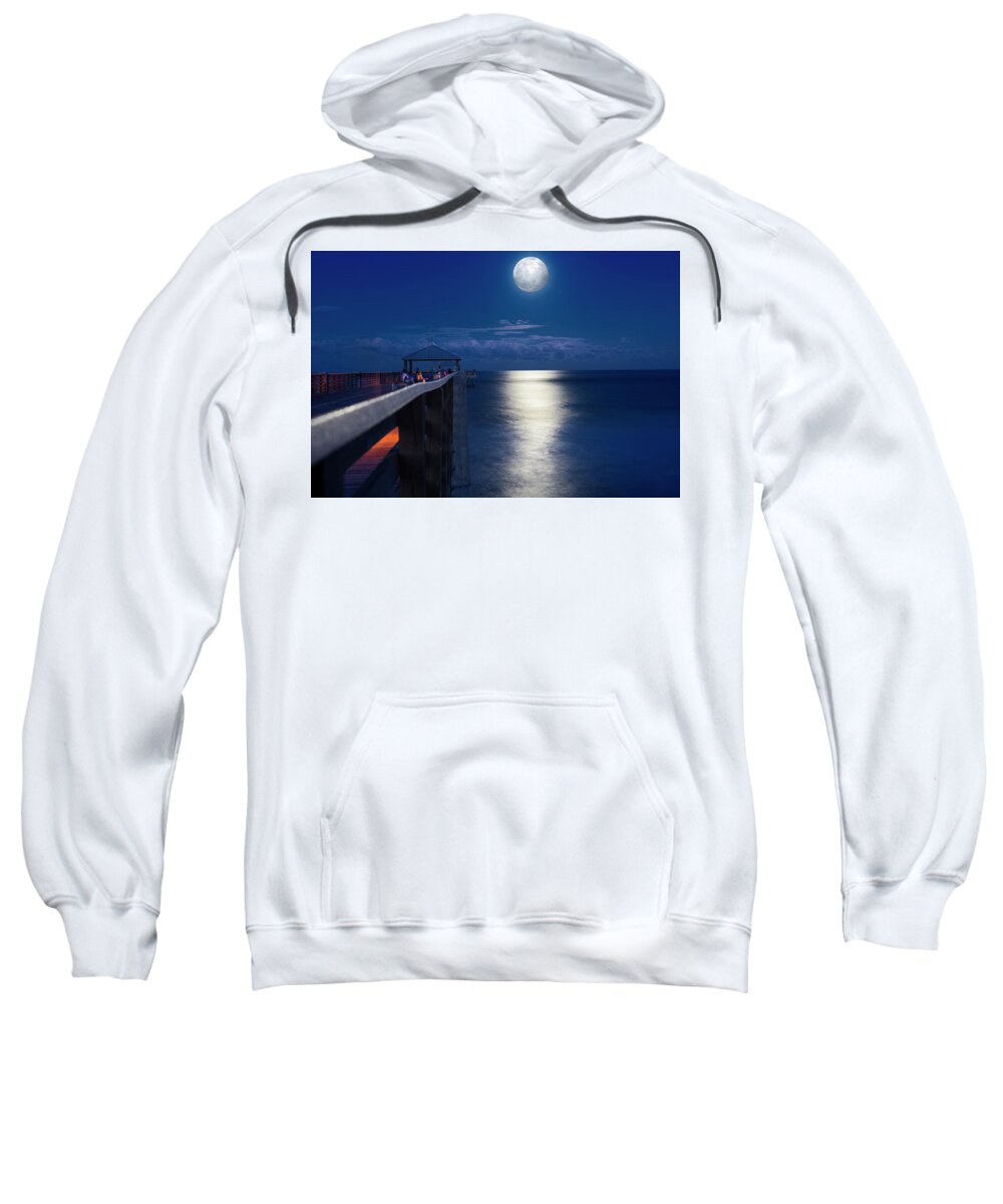 Full Moon Sweatshirt featuring the photograph Super moon at Juno by Laura Fasulo