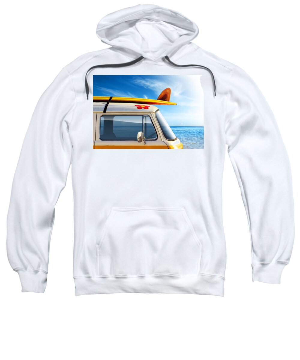 60ties Sweatshirt featuring the photograph Surf Van by Carlos Caetano