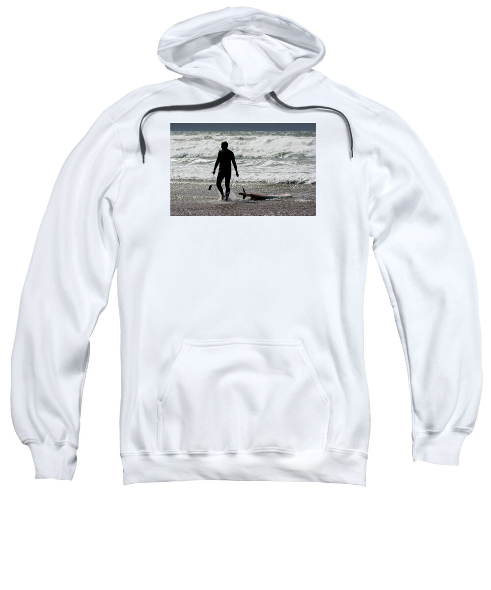 Surfer Sweatshirt featuring the photograph Surfer at the End of the Day by Andreas Berthold