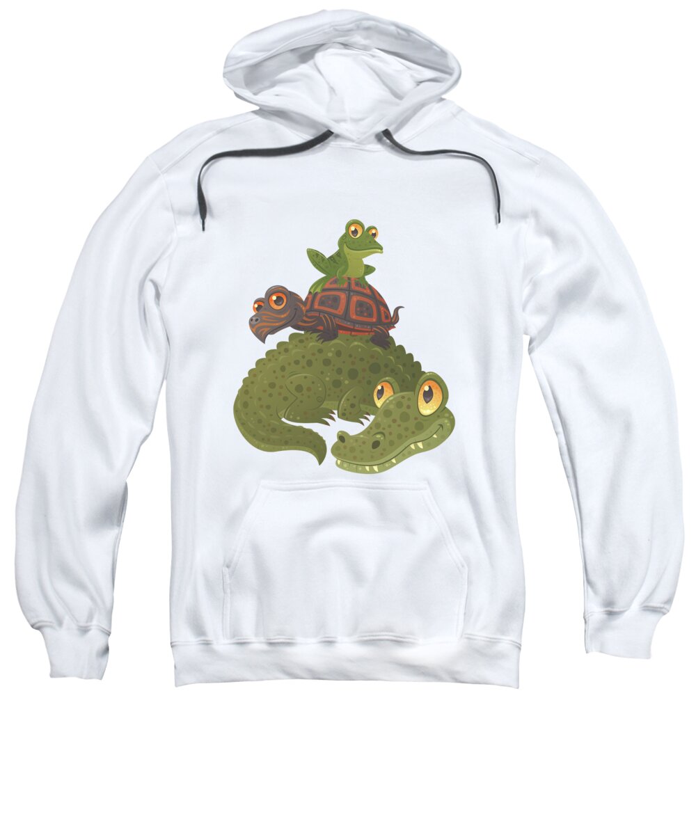 Alligator Sweatshirt featuring the digital art Swamp Squad by John Schwegel