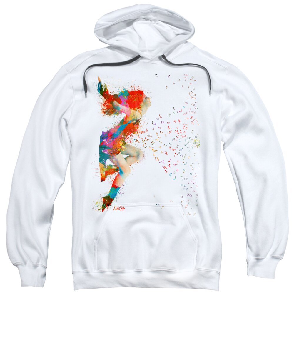 Song Sweatshirt featuring the digital art Sweet Jenny Bursting with Music by Nikki Smith