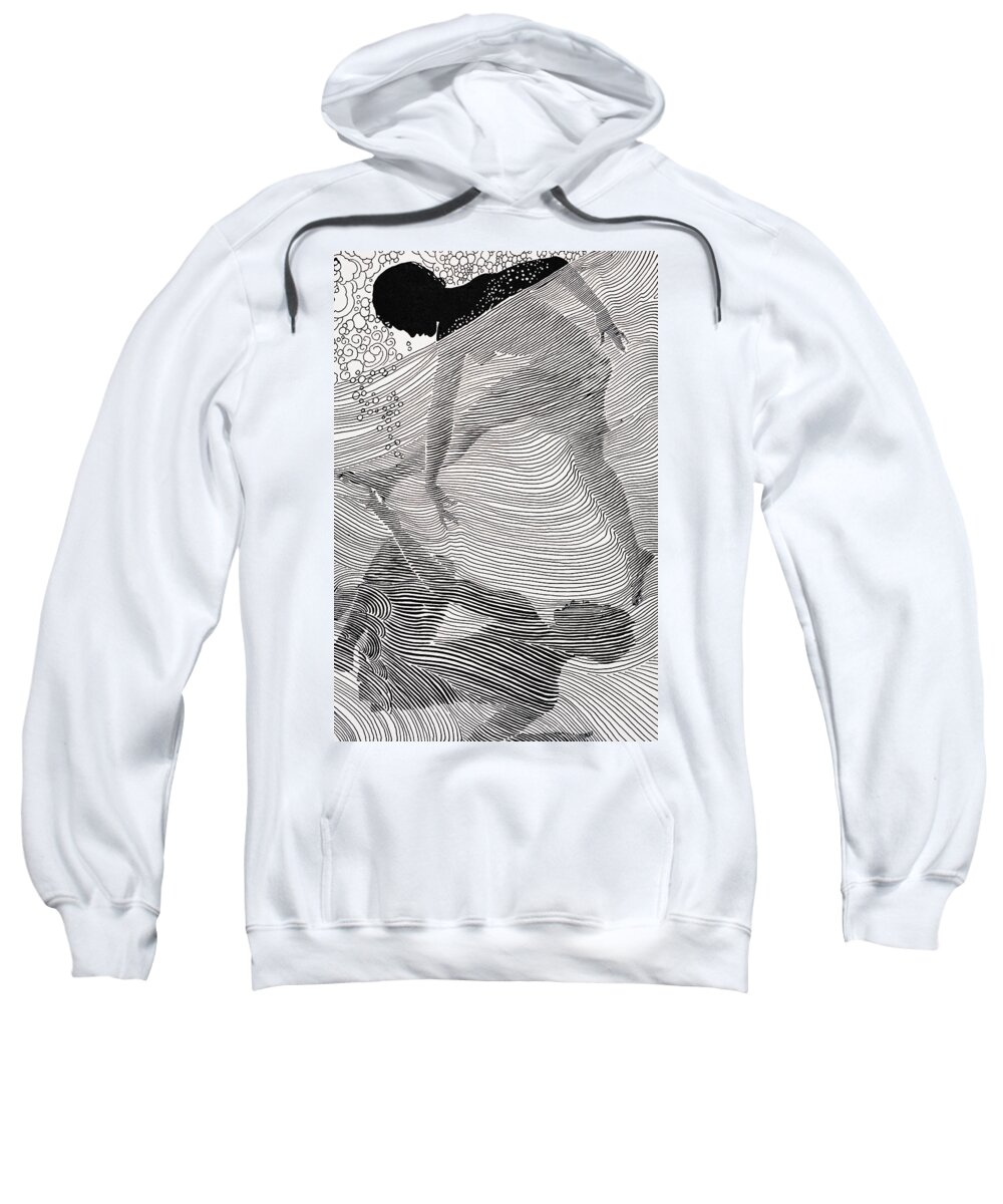 1930 Sweatshirt featuring the painting Swimmers by Hawaiian Legacy Archive - Printscapes