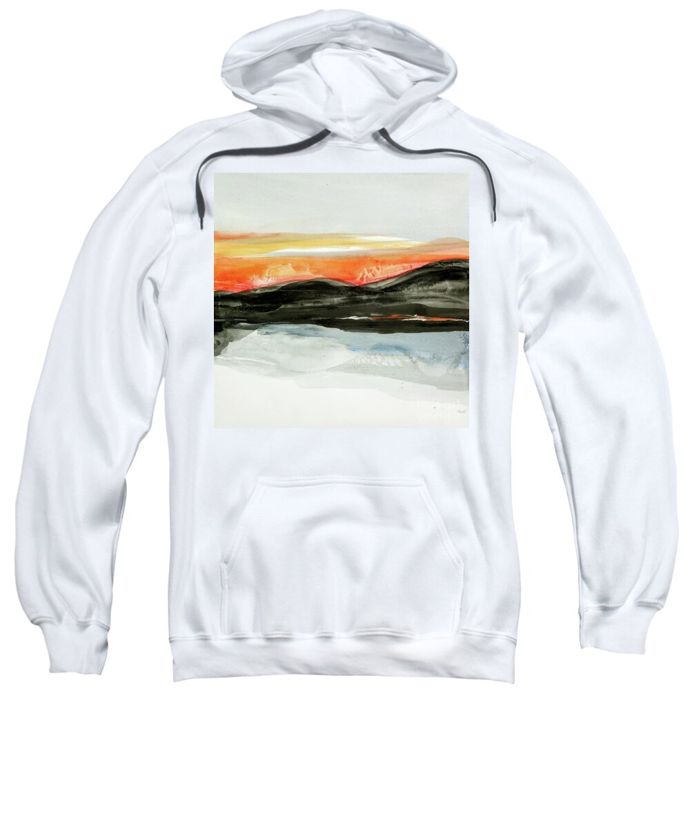 Original Watercolors Sweatshirt featuring the painting Taos Reflection by Chris Paschke