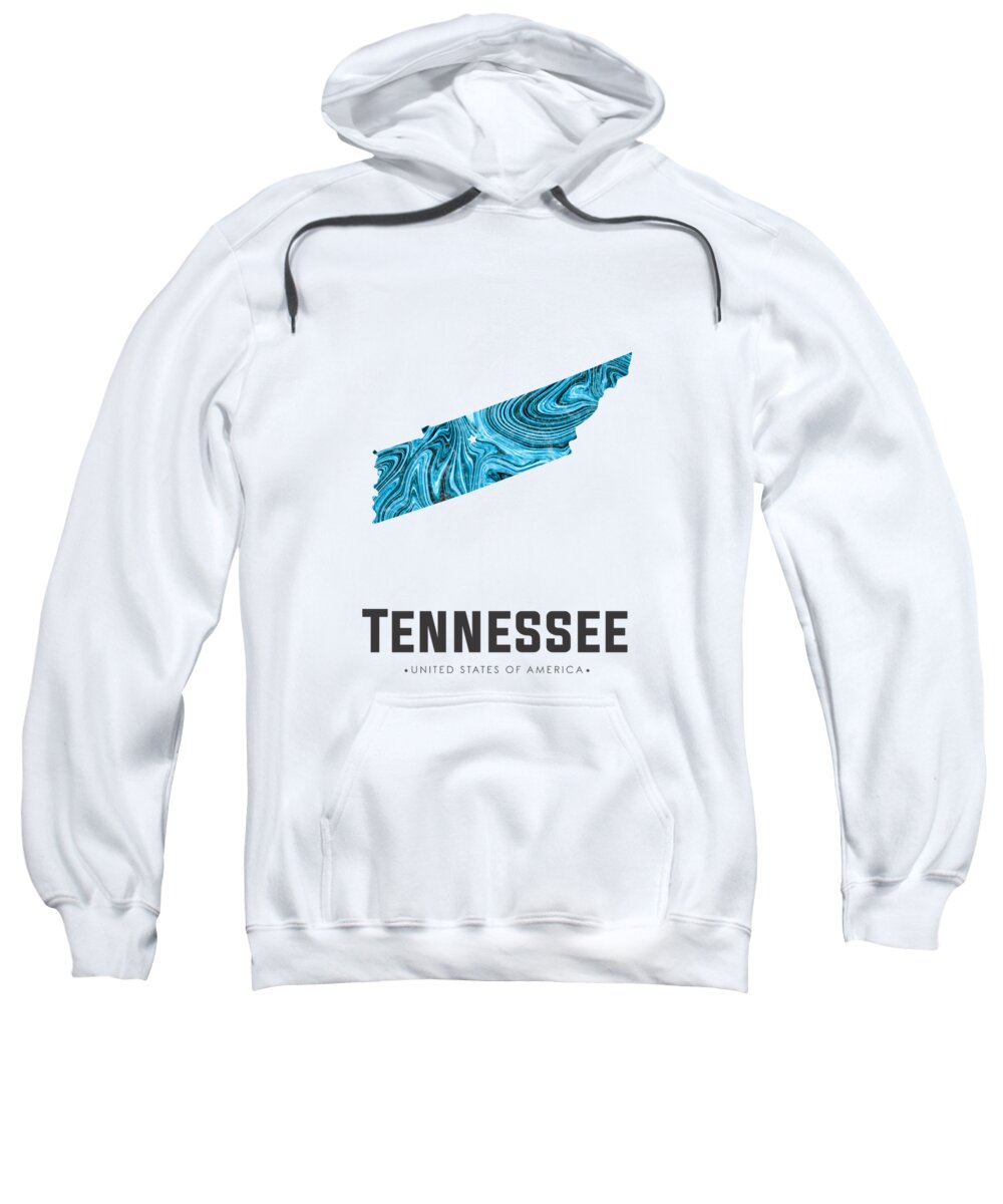 Tennessee Sweatshirt featuring the mixed media Tennessee Map Art Abstract in Blue by Studio Grafiikka