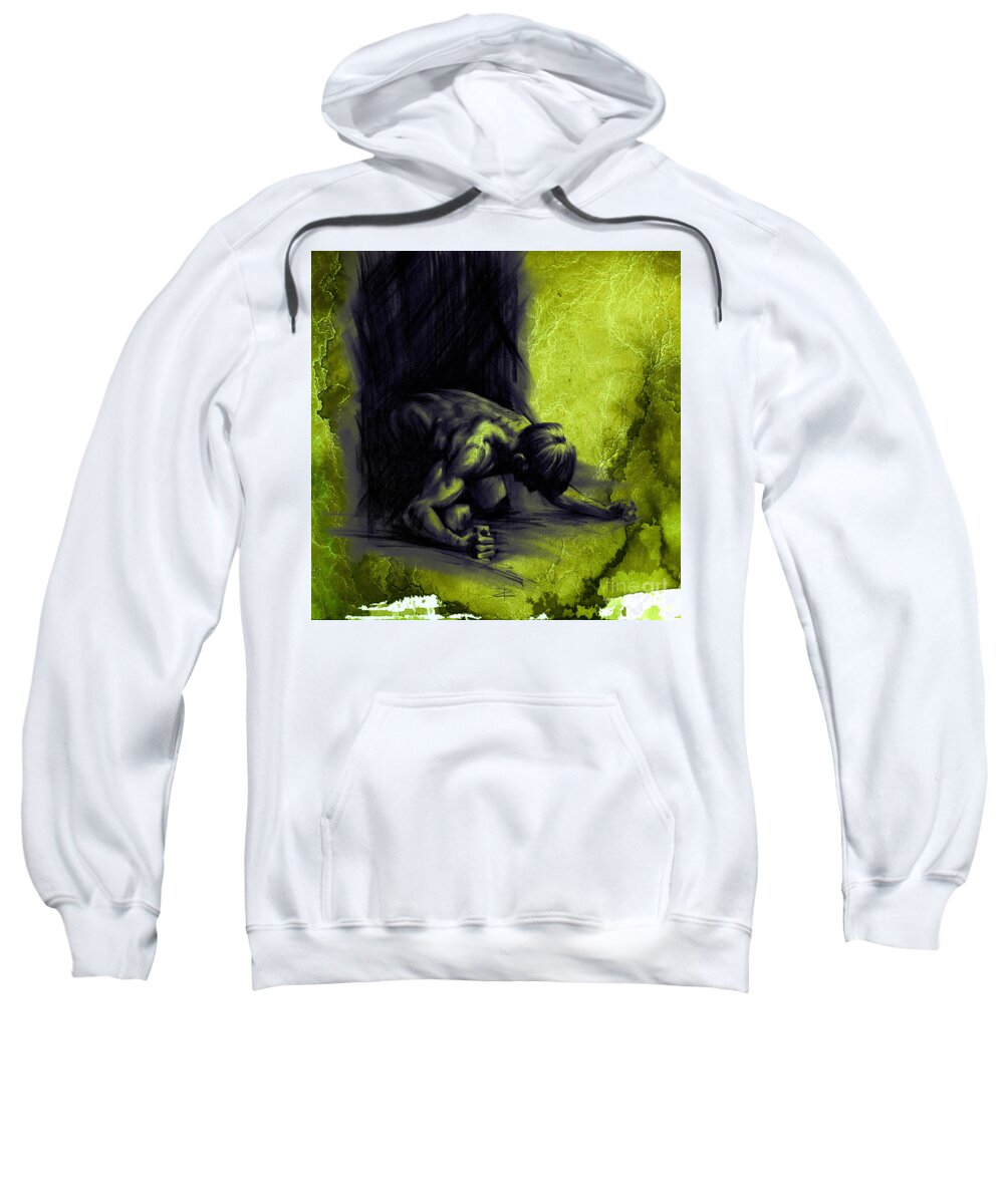 Fine Art By Paul Davenport Sweatshirt featuring the drawing Textured Frustration by Paul Davenport