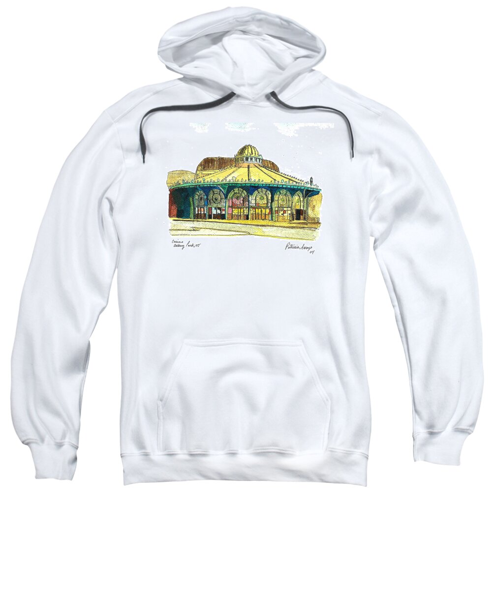 Asbury Art Sweatshirt featuring the painting The Asbury Park Casino by Patricia Arroyo