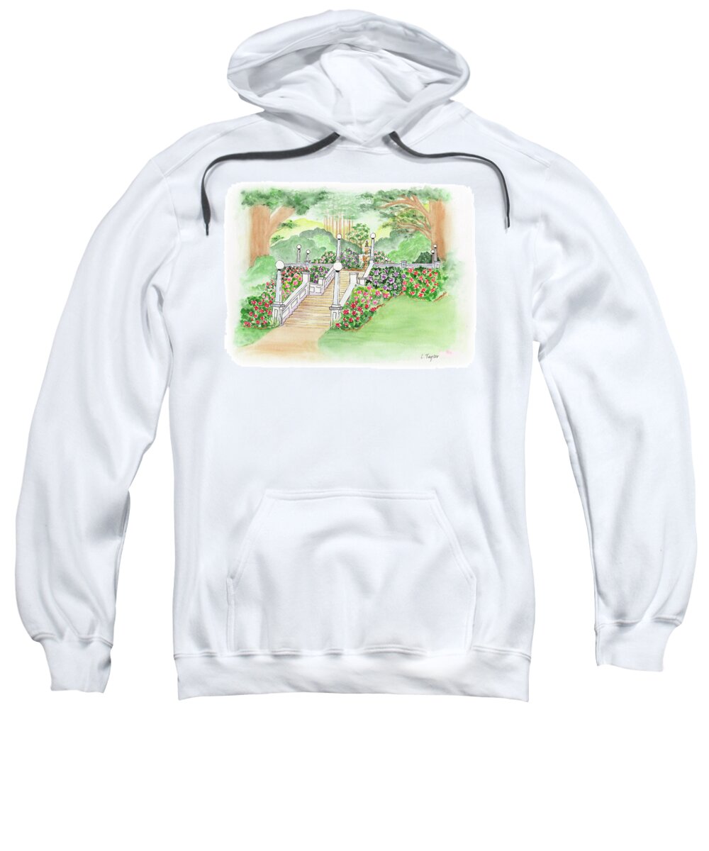 Fountain Sweatshirt featuring the painting The Fountain by Lori Taylor