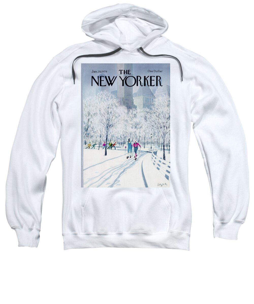 Sports Sweatshirt featuring the painting New Yorker January 29th, 1979 by Charles Saxon