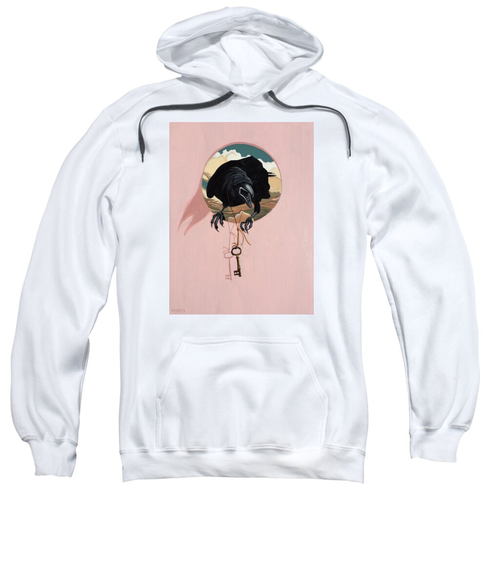 Raven Sweatshirt featuring the painting The Oracle by Nathan Rhoads
