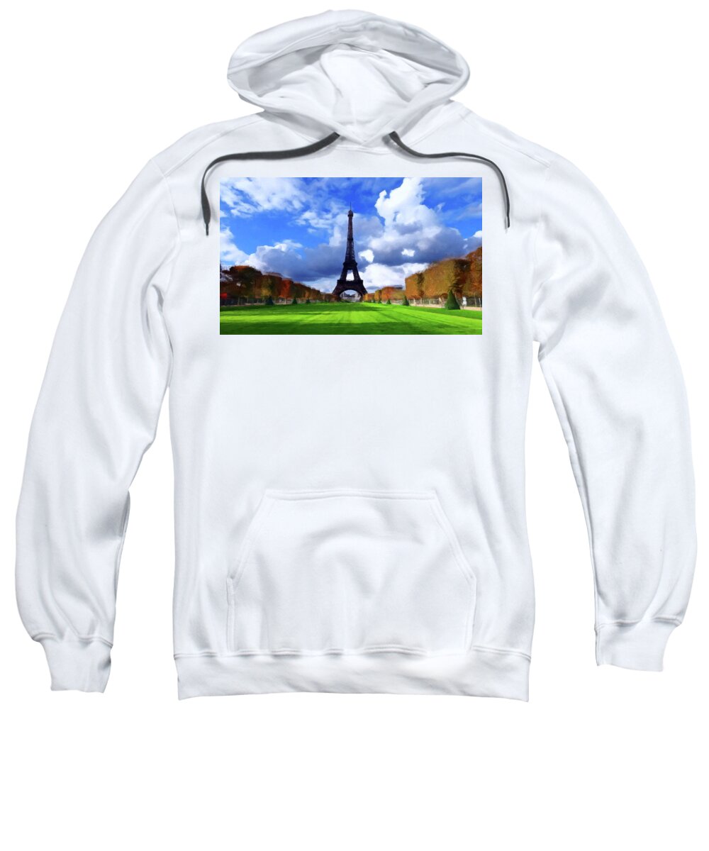 Eiffel Tower Sweatshirt featuring the painting The Tower Paris by David Dehner