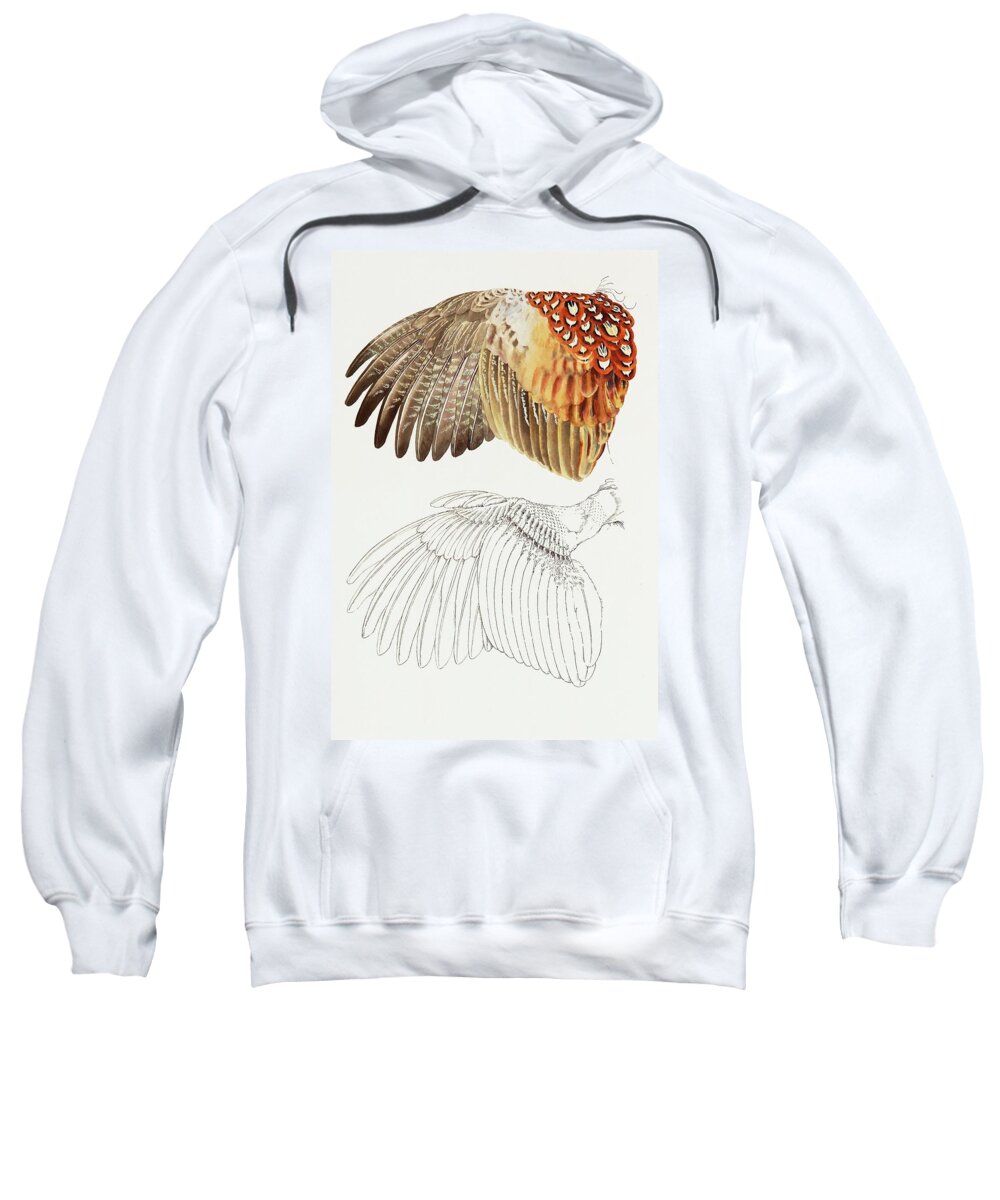 Pheasant Wing Sweatshirt featuring the painting The Upper Side of the Pheasant Wing by Attila Meszlenyi