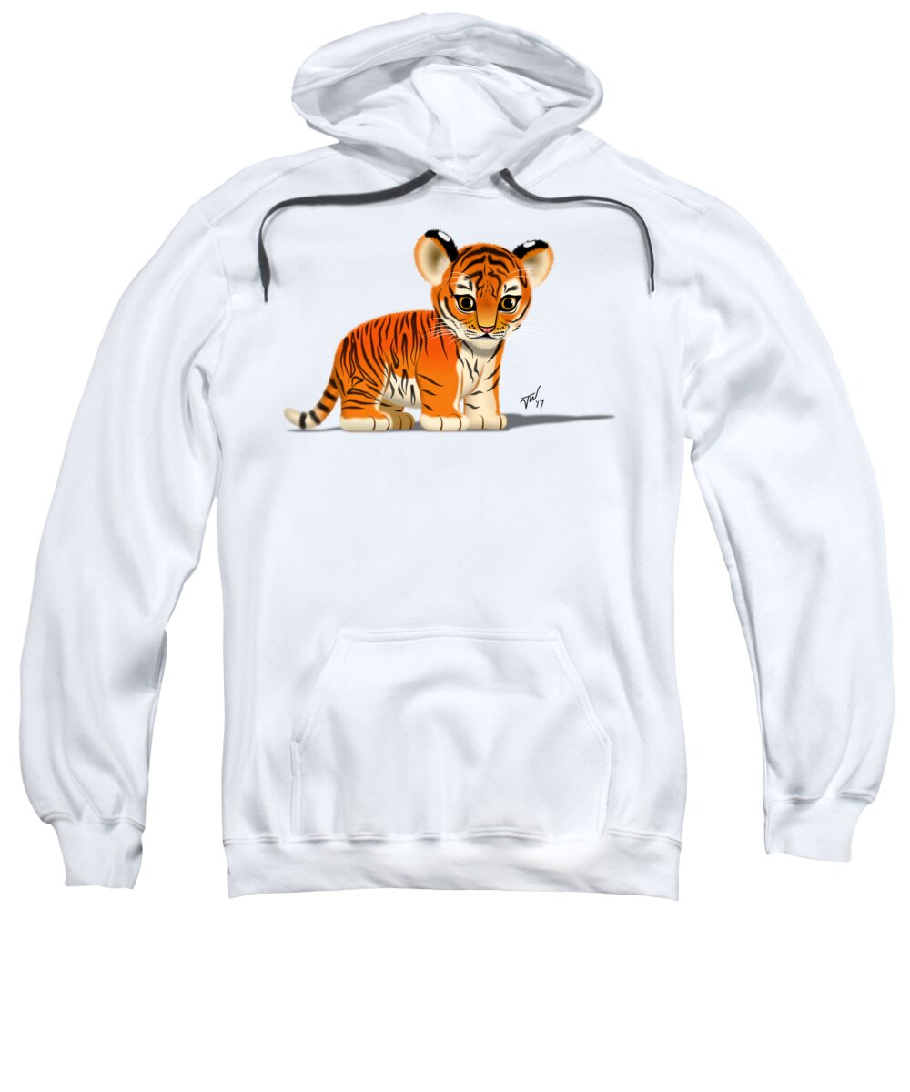 Wildlife Sweatshirt featuring the digital art Tiger Cub by John Wills
