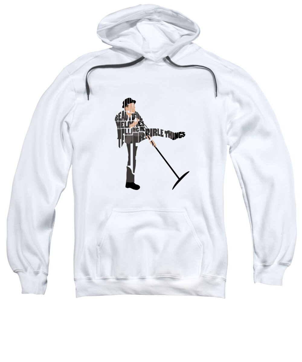 Tom Waits Sweatshirt featuring the digital art Tom Waits Typography Art by Inspirowl Design
