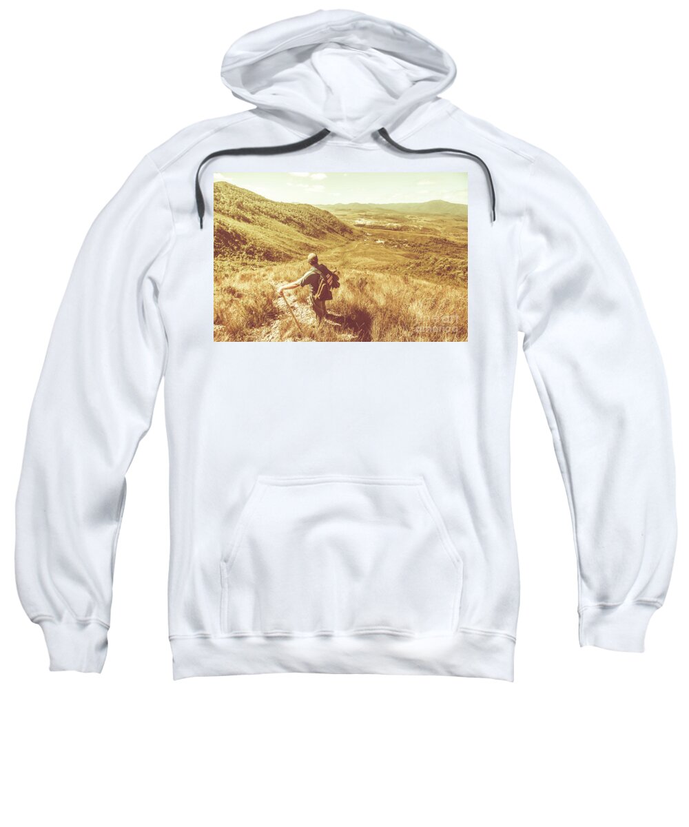 Western Tasmania Sweatshirt featuring the photograph Trails and footholds of rugged Tasmania by Jorgo Photography