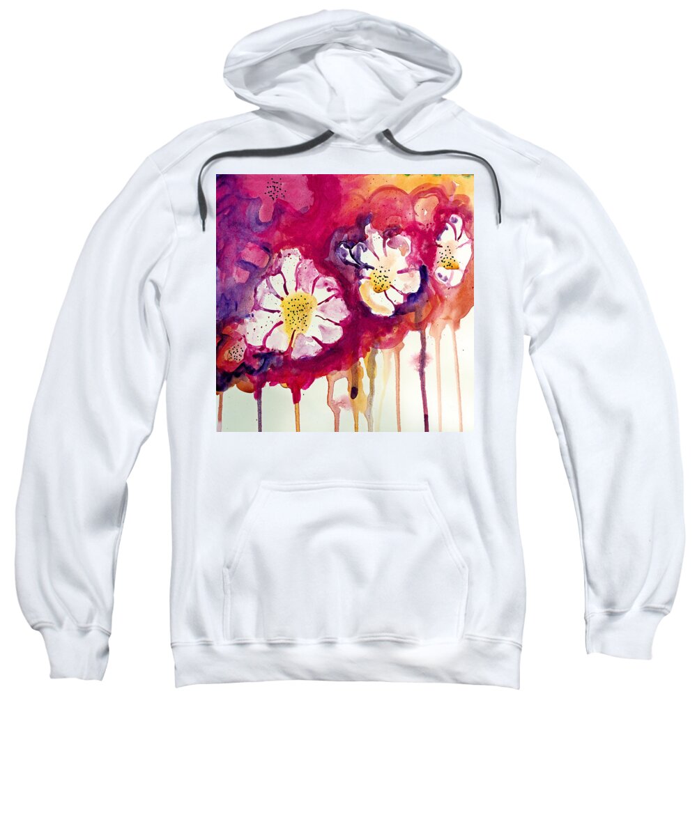 Modern Sweatshirt featuring the mixed media Tres Floras by Tonya Doughty