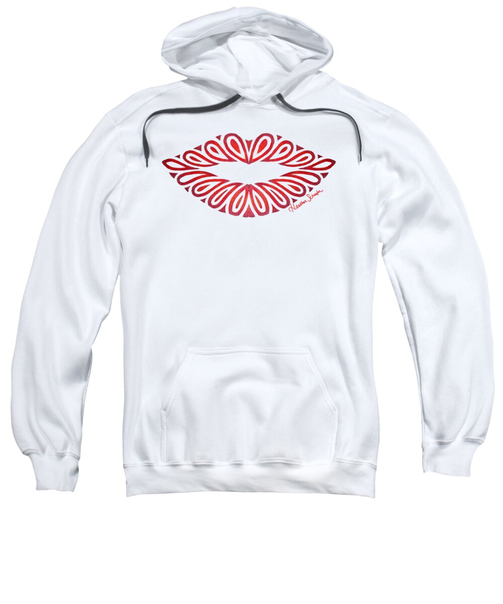 Lips Sweatshirt featuring the drawing Tribal Lips by Heather Schaefer