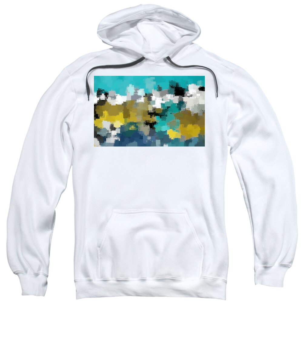Turquoise Sweatshirt featuring the digital art Turquoise and Gold by David Manlove