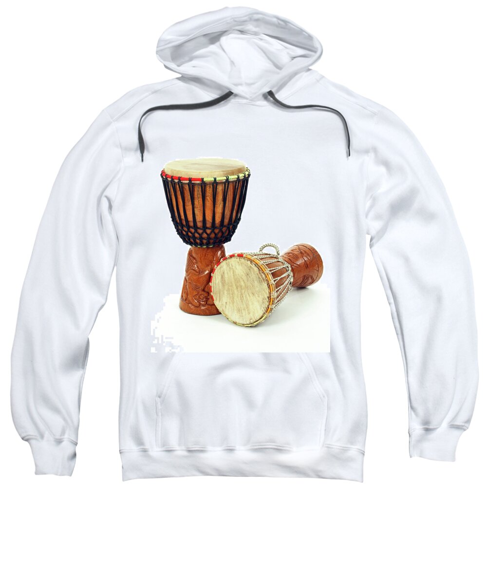 Djembe Sweatshirt featuring the photograph Two African djembe drums by GoodMood Art