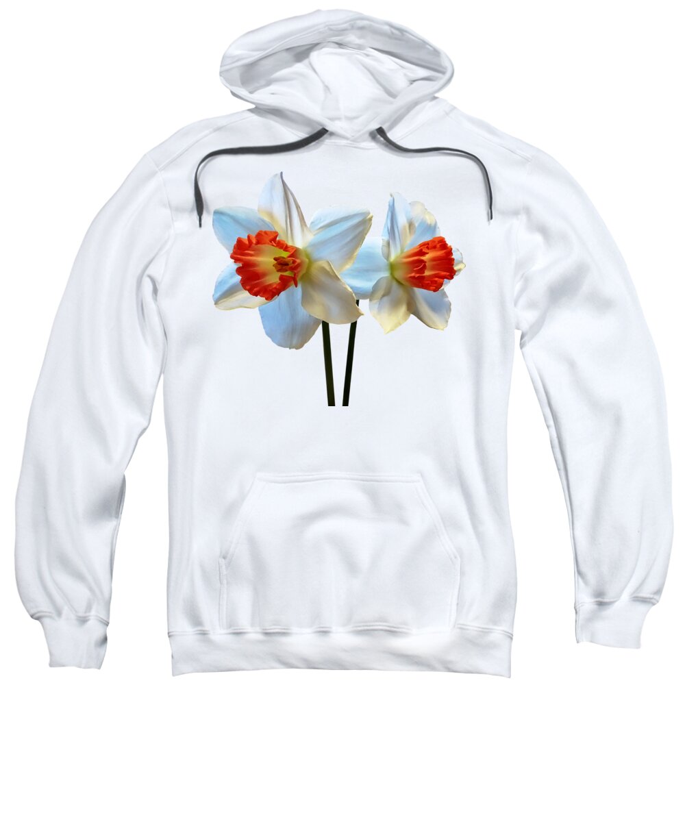 Daffodils Sweatshirt featuring the photograph Two White and Orange Daffodils by Susan Savad