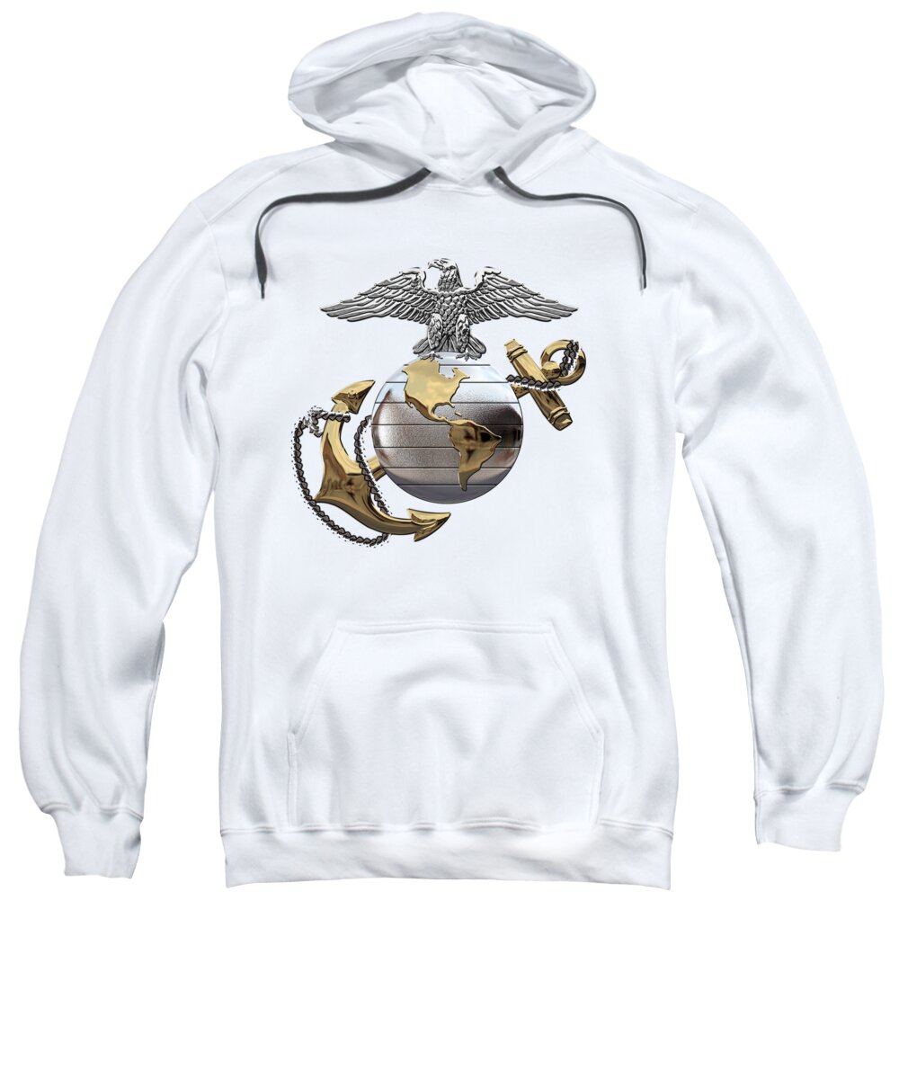 'usmc' Collection By Serge Averbukh Sweatshirt featuring the digital art U S M C Eagle Globe and Anchor - C O and Warrant Officer E G A over White Leather by Serge Averbukh