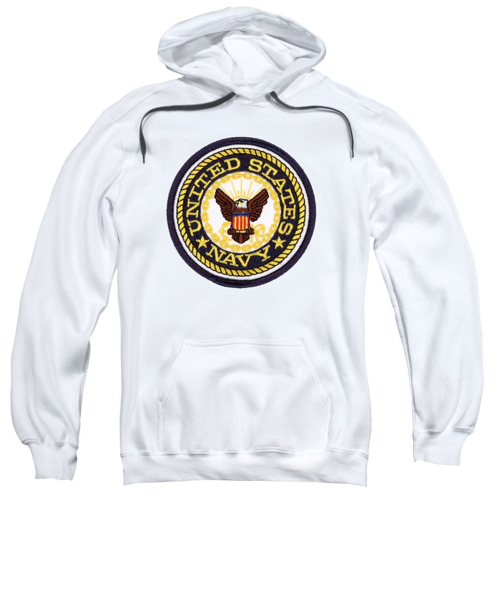 Us Sweatshirt featuring the photograph United States Navy - Uniform Patch by Timothy Wildey