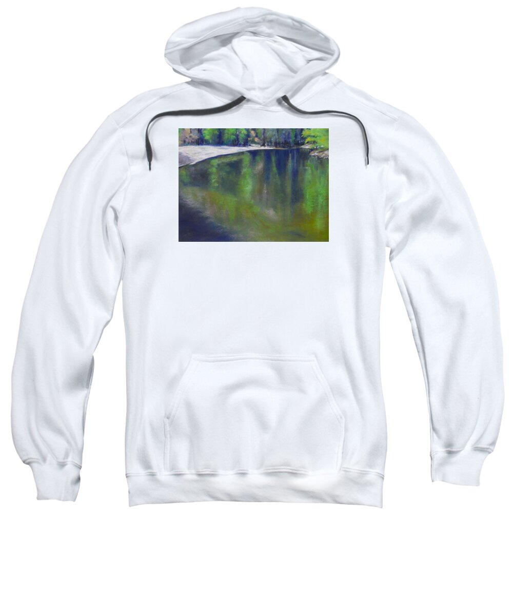 River Sweatshirt featuring the pastel Upriver View by Sandra Lee Scott