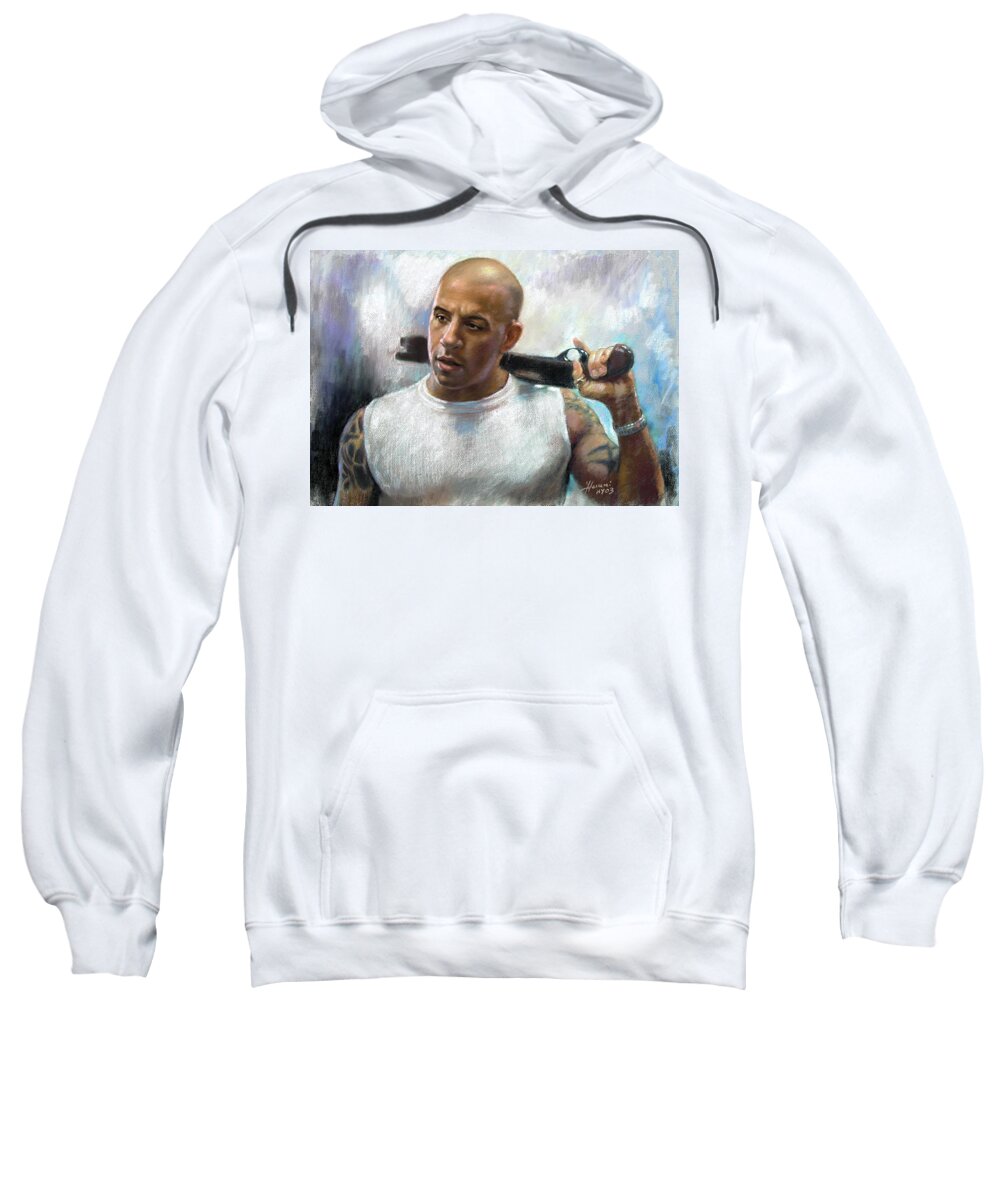 Vin Diesel Sweatshirt featuring the pastel Vin Diesel by Ylli Haruni